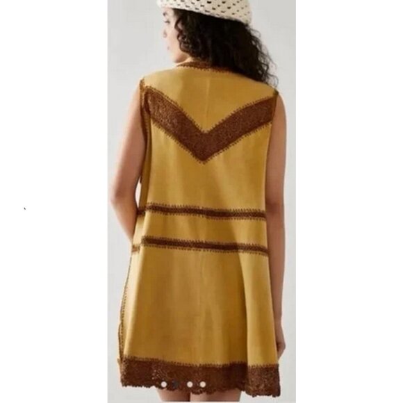 Free People Adeline Goat Leather Mini Dress Vest - Sm - NWOT - Picture 2 of 7